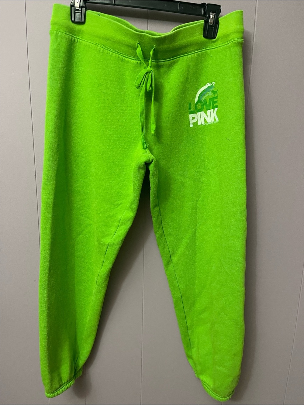 PINK Y2K Victoria's Secret Neon Green Fleece Joggers